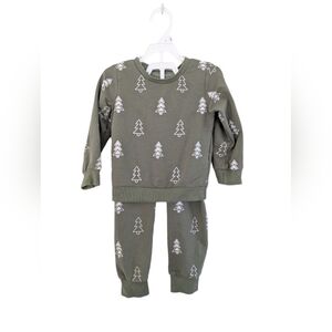 Green Tree Print Kids Sweatshirt and Pants Set‎